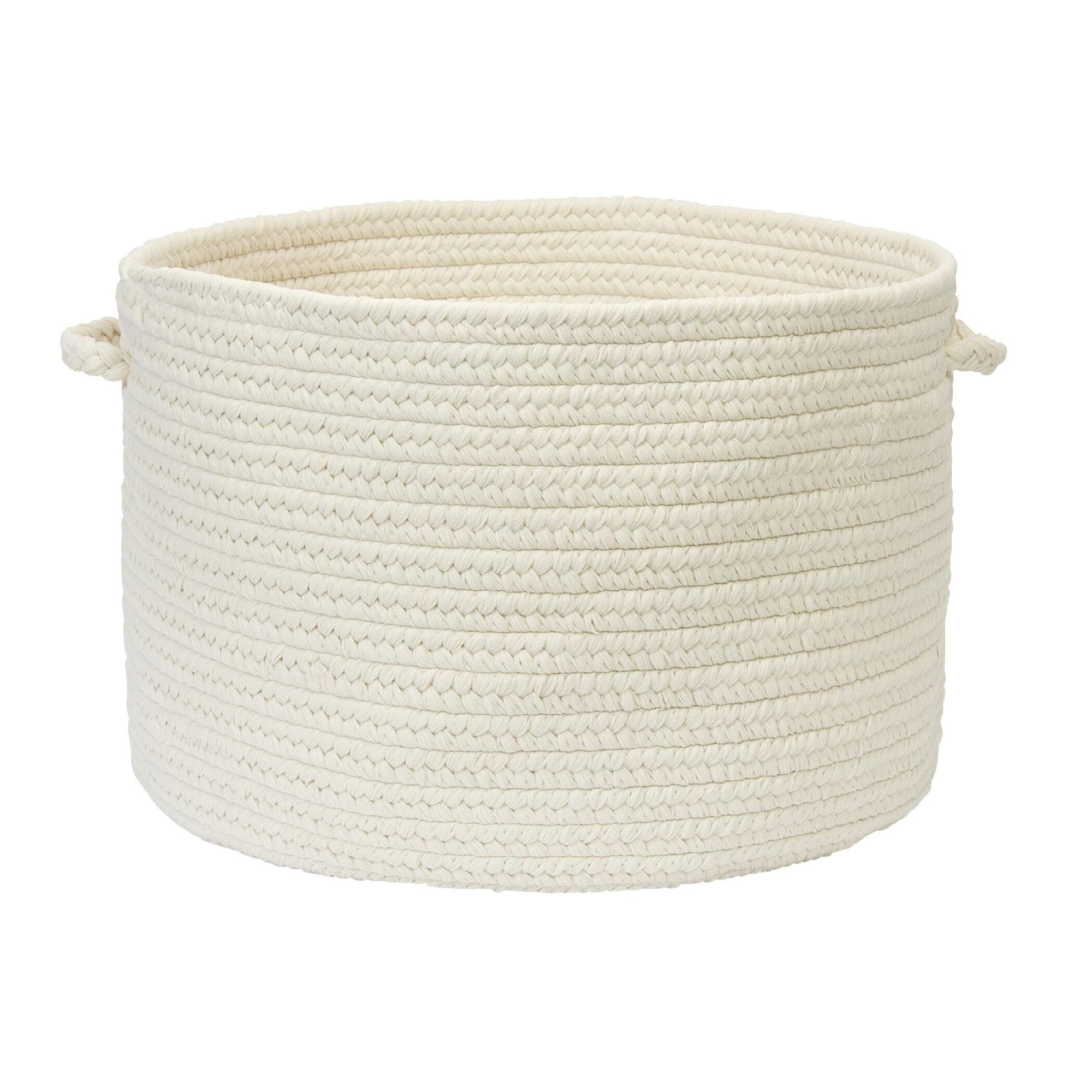 Boca Raton White 18" Handmade Polypropylene Braided Basket