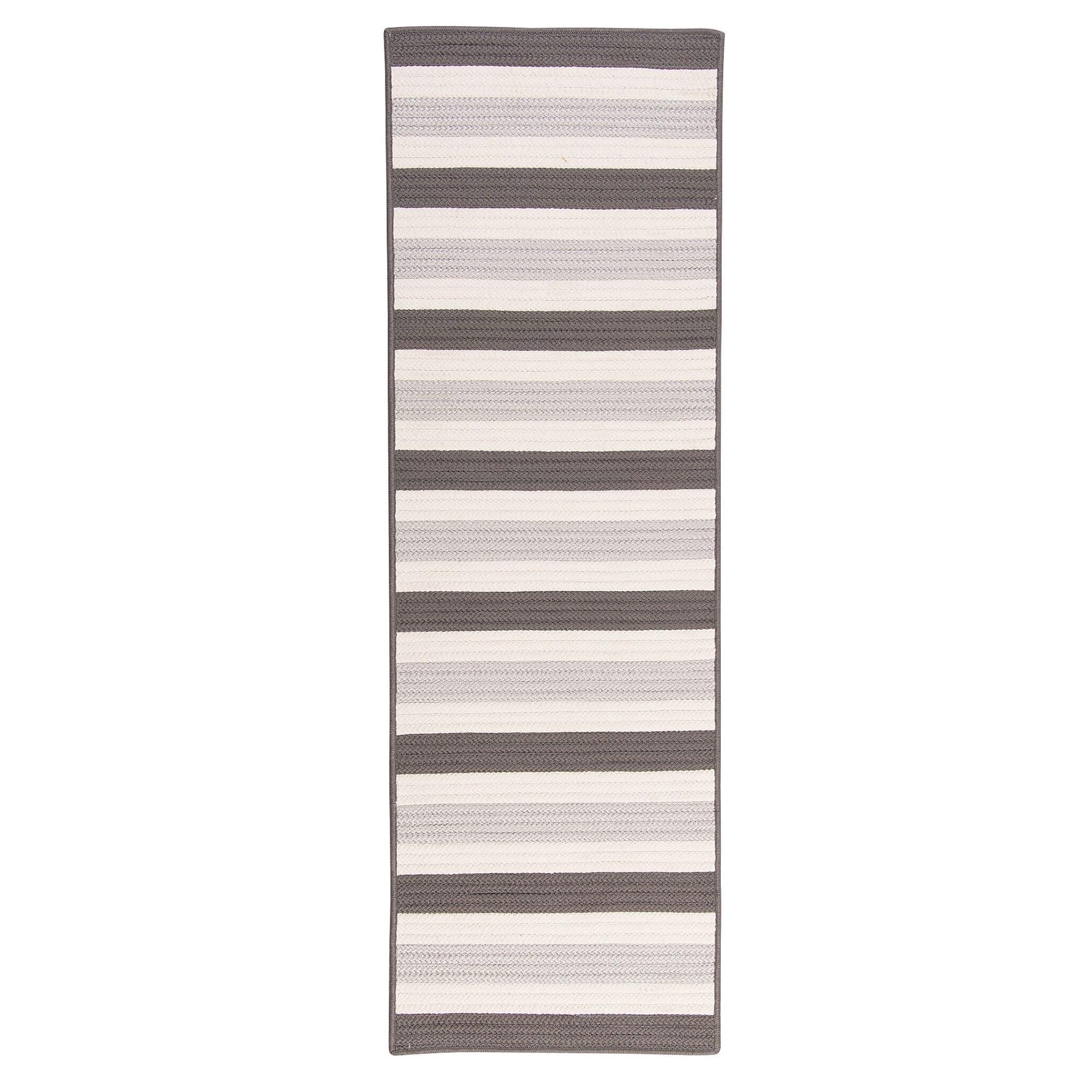 Silver Stripe Synthetic Braided Runner Rug 2'x10' - Stain-resistant & Reversible