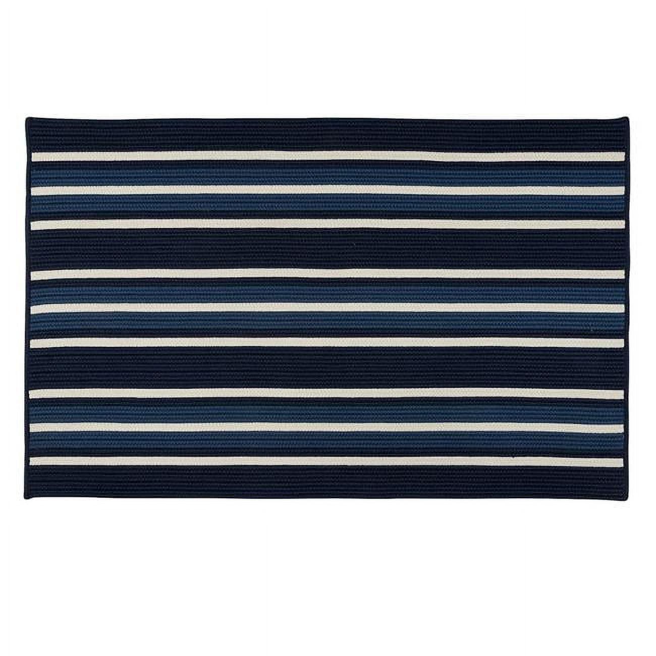 Black and White Striped Synthetic Braided Reversible Rug 8'x10'