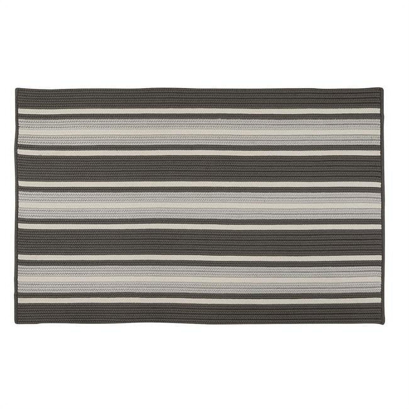 Handmade Gray Stripe Reversible Synthetic 8'x10' Braided Rug