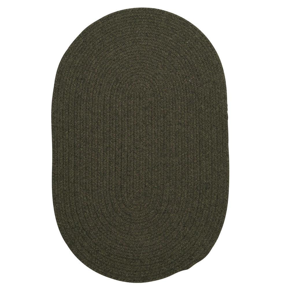 Olive Braided Oval 4' x 6' Wool Blend Rug