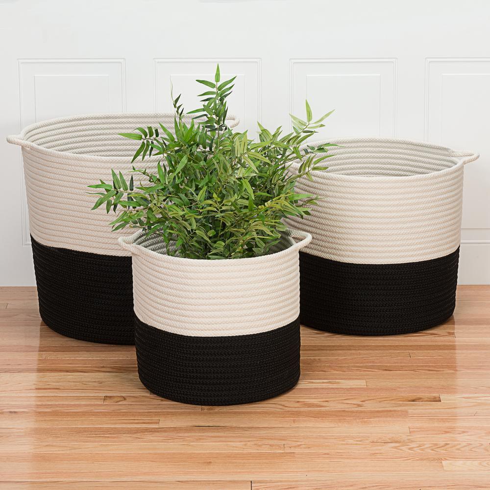 Modern Two-Tone Black Polypropylene Basket 18"x18"x17"