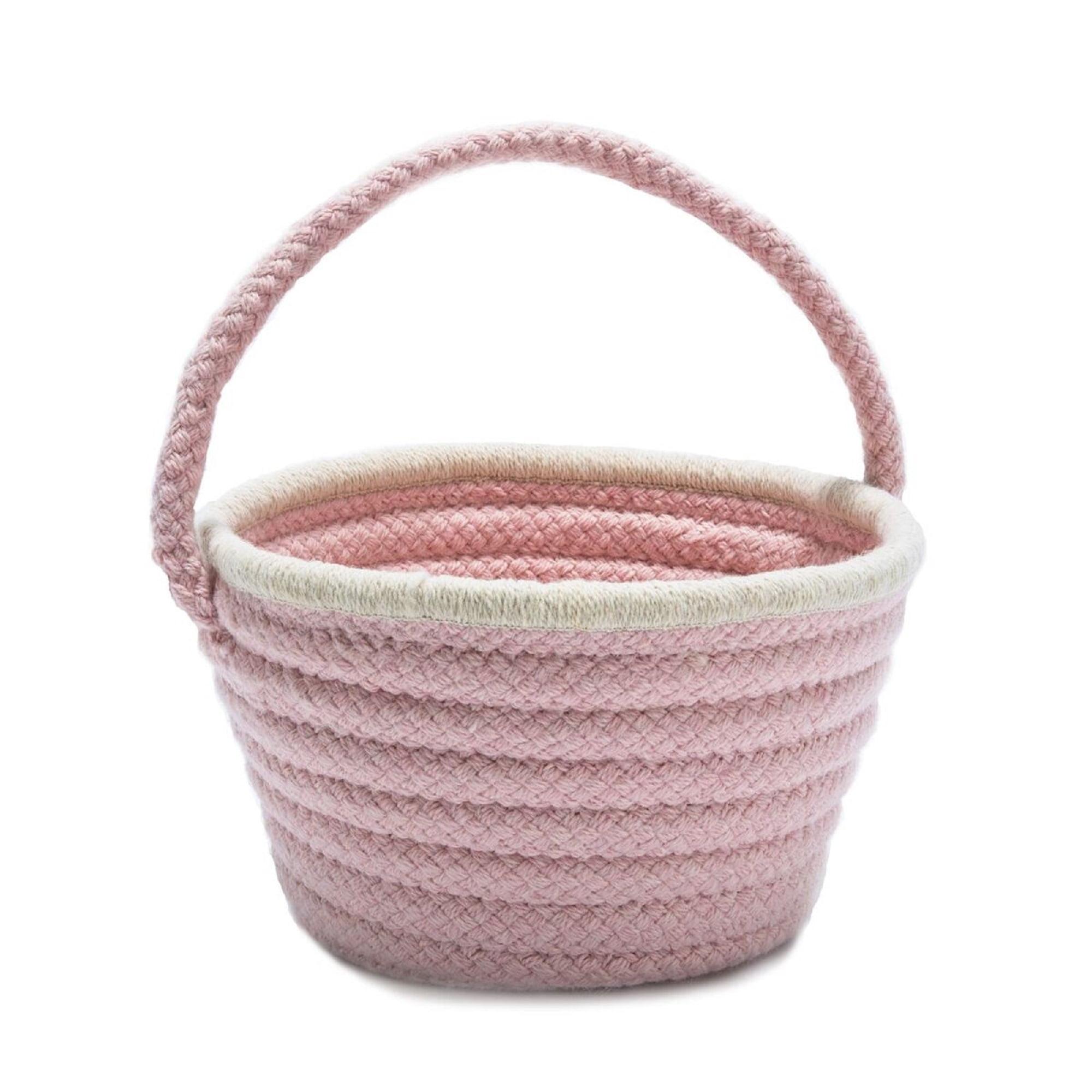 Easter Pastel Blush Pink Round Wool Blend Basket 8"x12"x7"