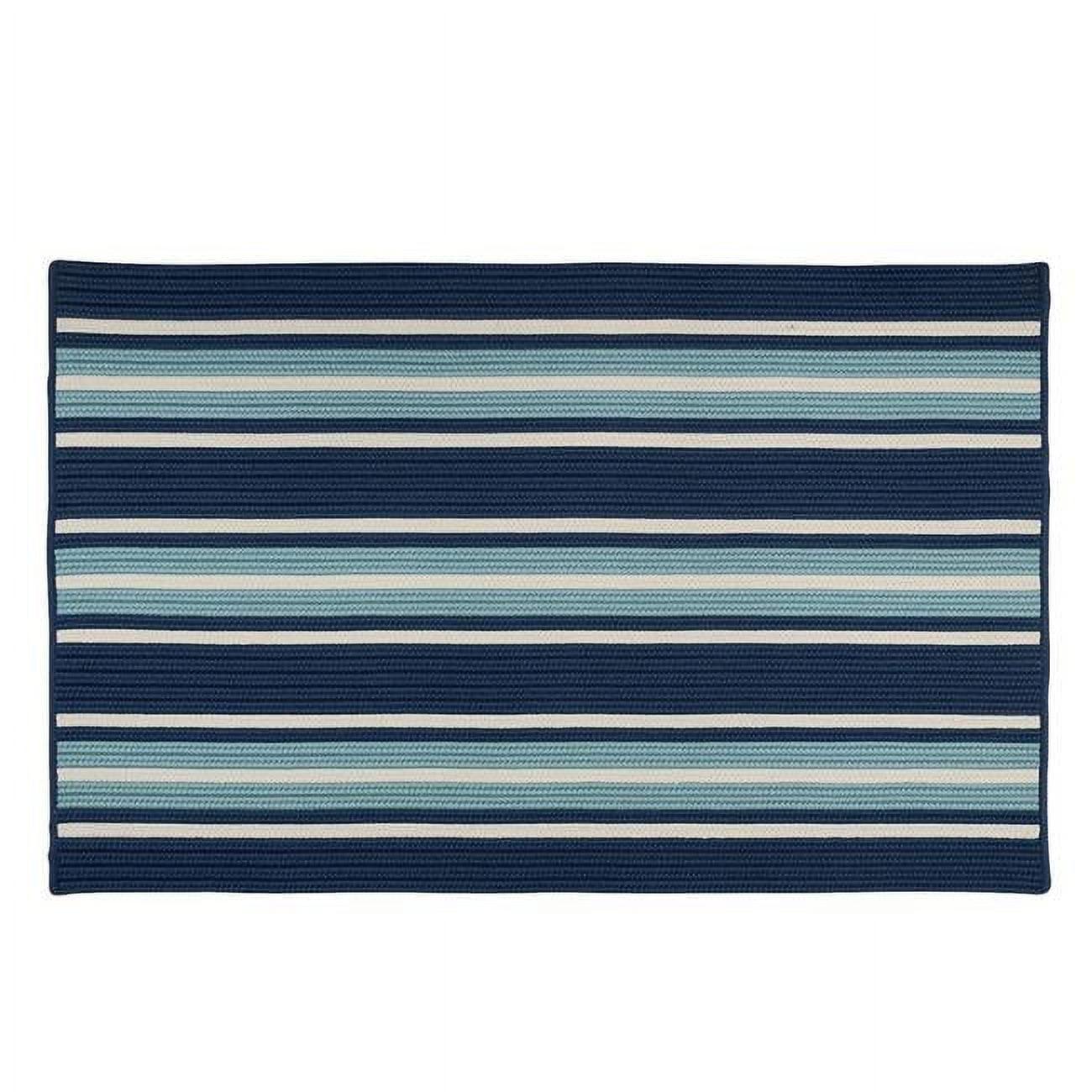 Shoreline Blue Striped Braided Reversible 9'x12' Rug