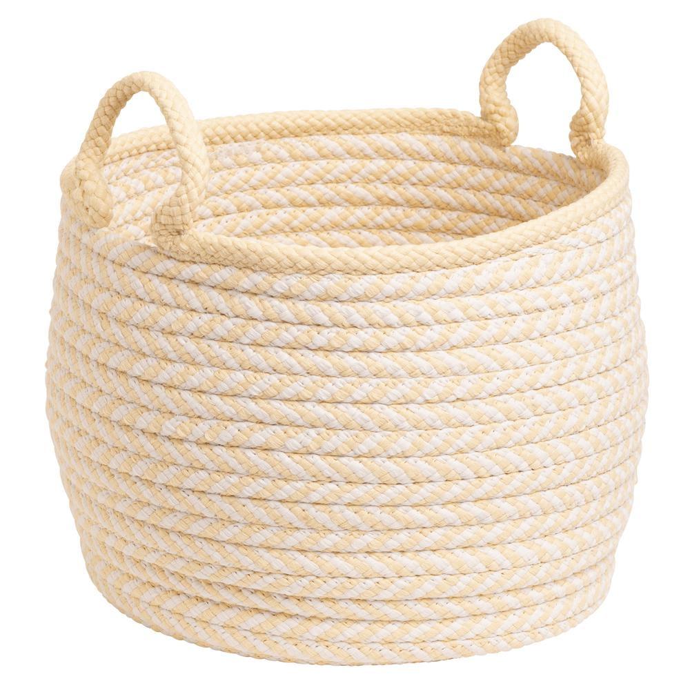 Yellow and White Round Polypropylene Indoor/Outdoor Basket