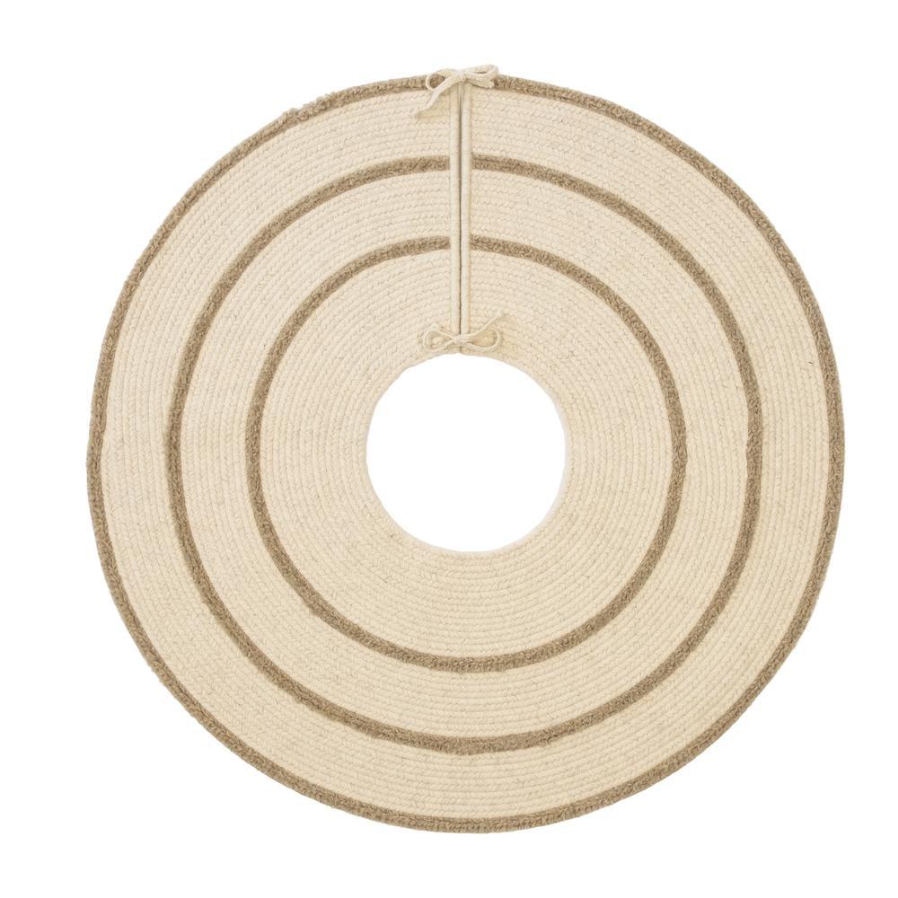 Natural Wool Stripe Round Holiday Tree Skirt 44"