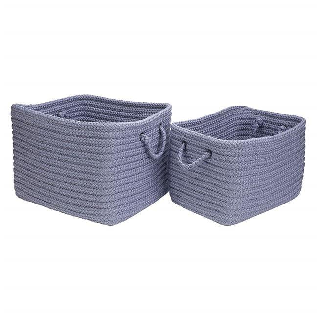 Colonial Mills Set of 2 Iris Violet Rustic Rectangular Braided Storage Basket