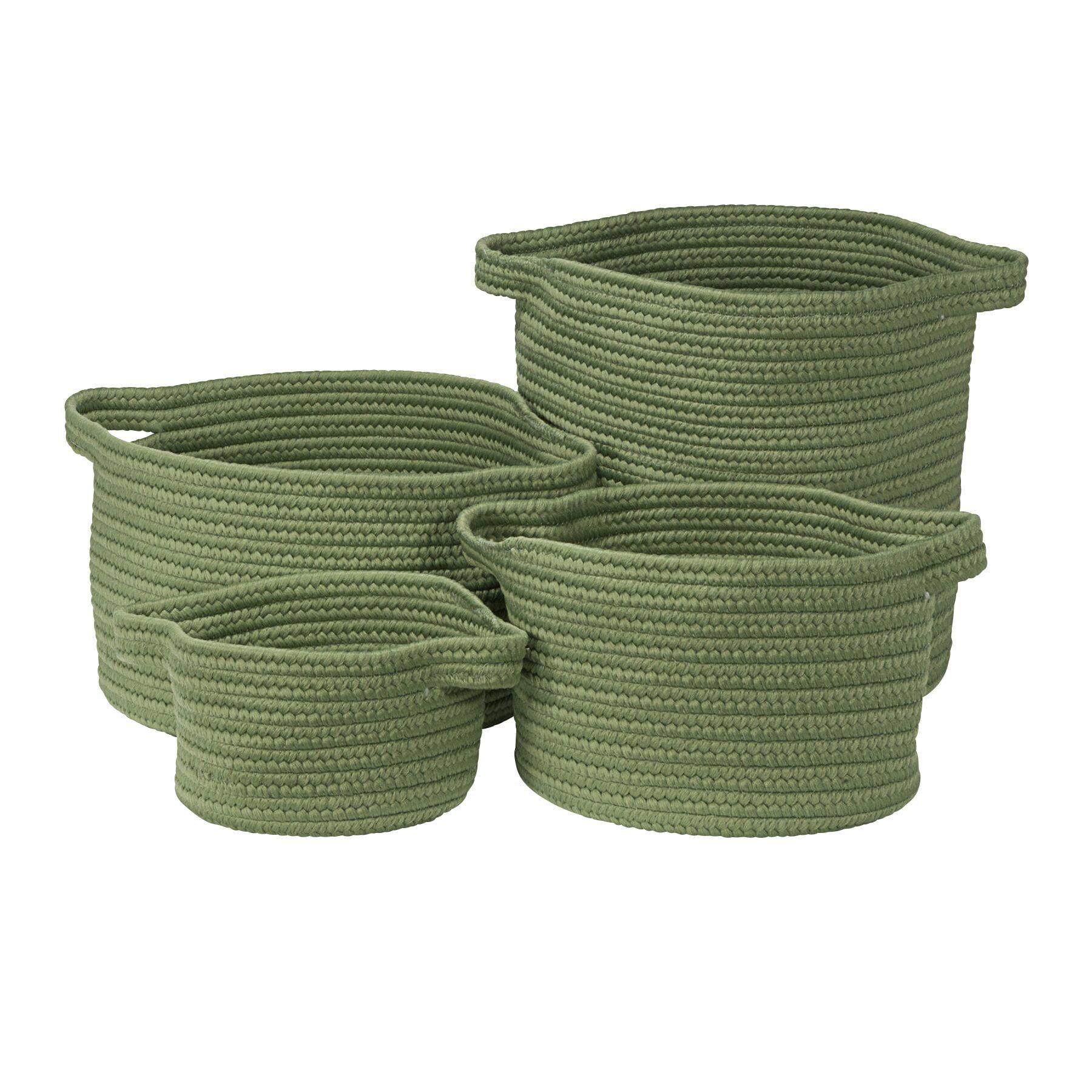 Thyme Green Handcrafted Round Braided Basket Set