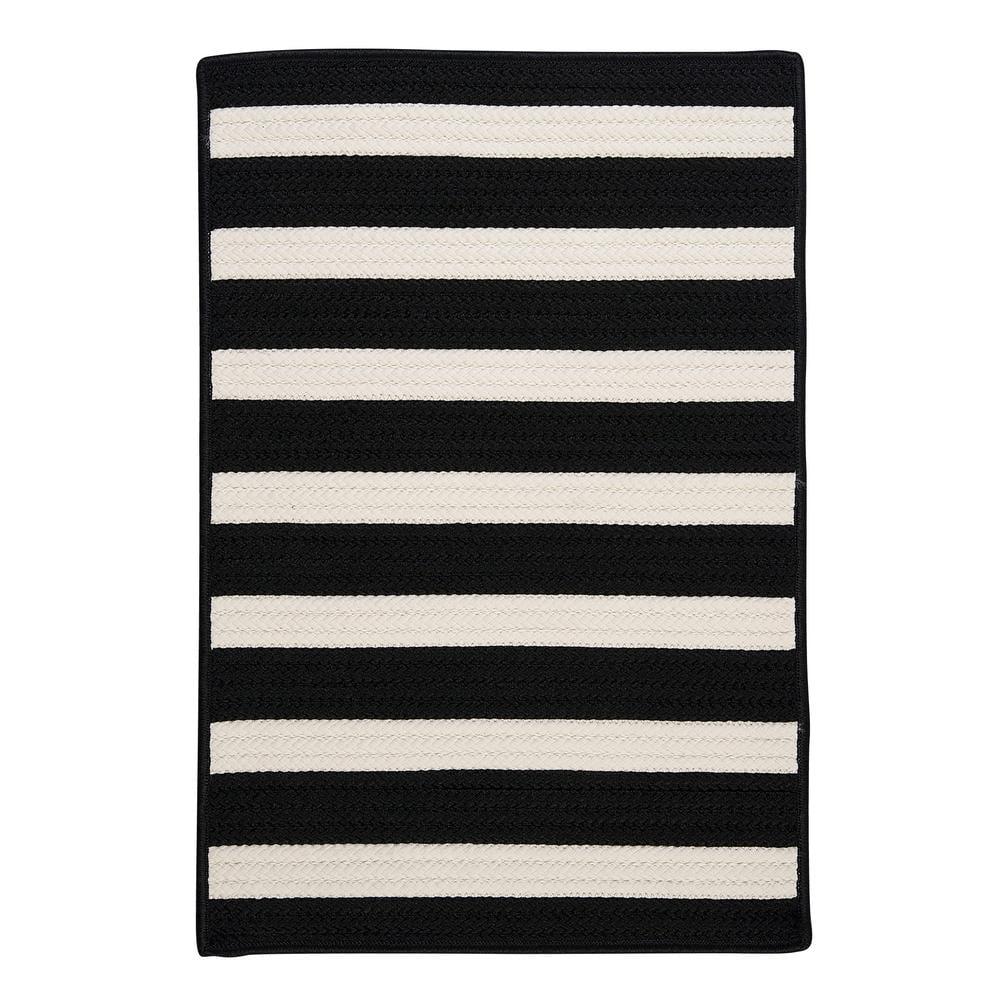 Braided Black Stripe Reversible Synthetic 5'x8' Area Rug