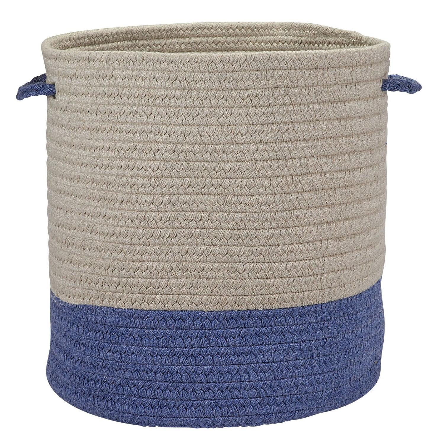 Cornflower and Papyrus Round Braided Storage Basket