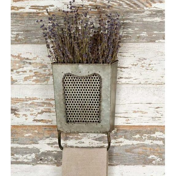 Colonial Tin Works Galvanized Steel Vintage Dalton Wall Box with Towel Bar, Galvanised