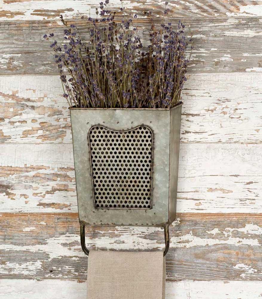 Colonial Tin Works Galvanized Steel Vintage Dalton Wall Box with Towel Bar, Galvanised
