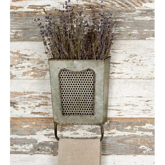 Colonial Tin Works Galvanized Steel Vintage Dalton Wall Box with Towel Bar, Galvanised