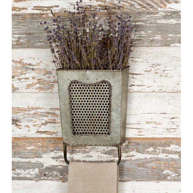 Colonial Tin Works Galvanized Steel Vintage Dalton Wall Box with Towel Bar, Galvanised
