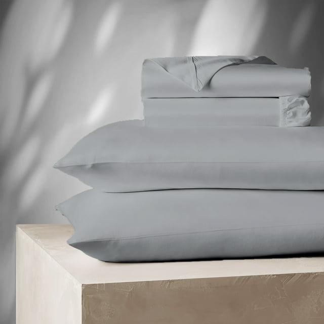 Color Sense King 1200 Thread Count Cotton Blend Sateen Sheet Set Soft Silver