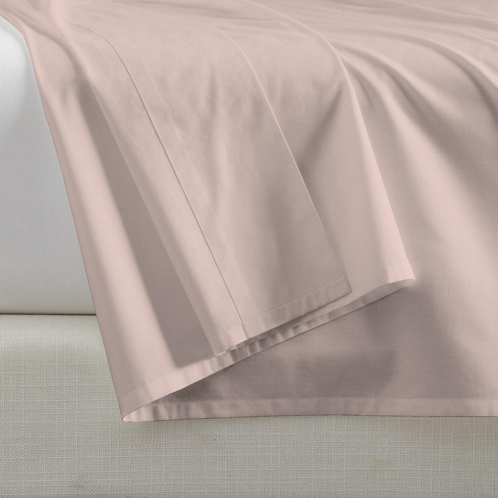 Blush Queen Cotton Percale Flat Sheet Set