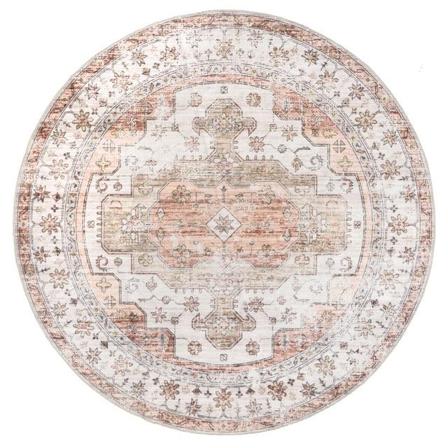 nuLOOM Banks Vintage Machine Washable Area Rug, 6', Beige