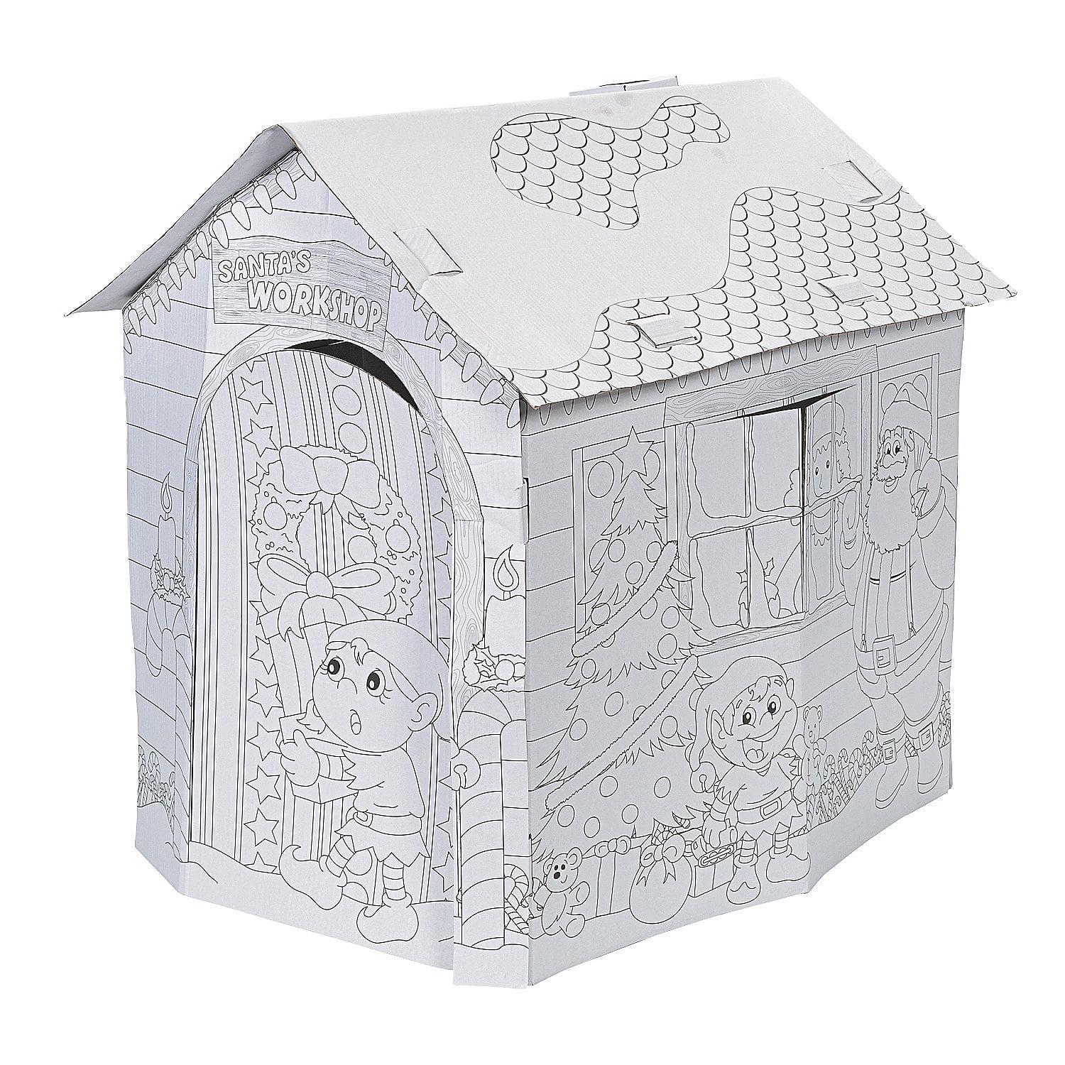 DIY Cardboard Santa Workshop Playhouse for Kids