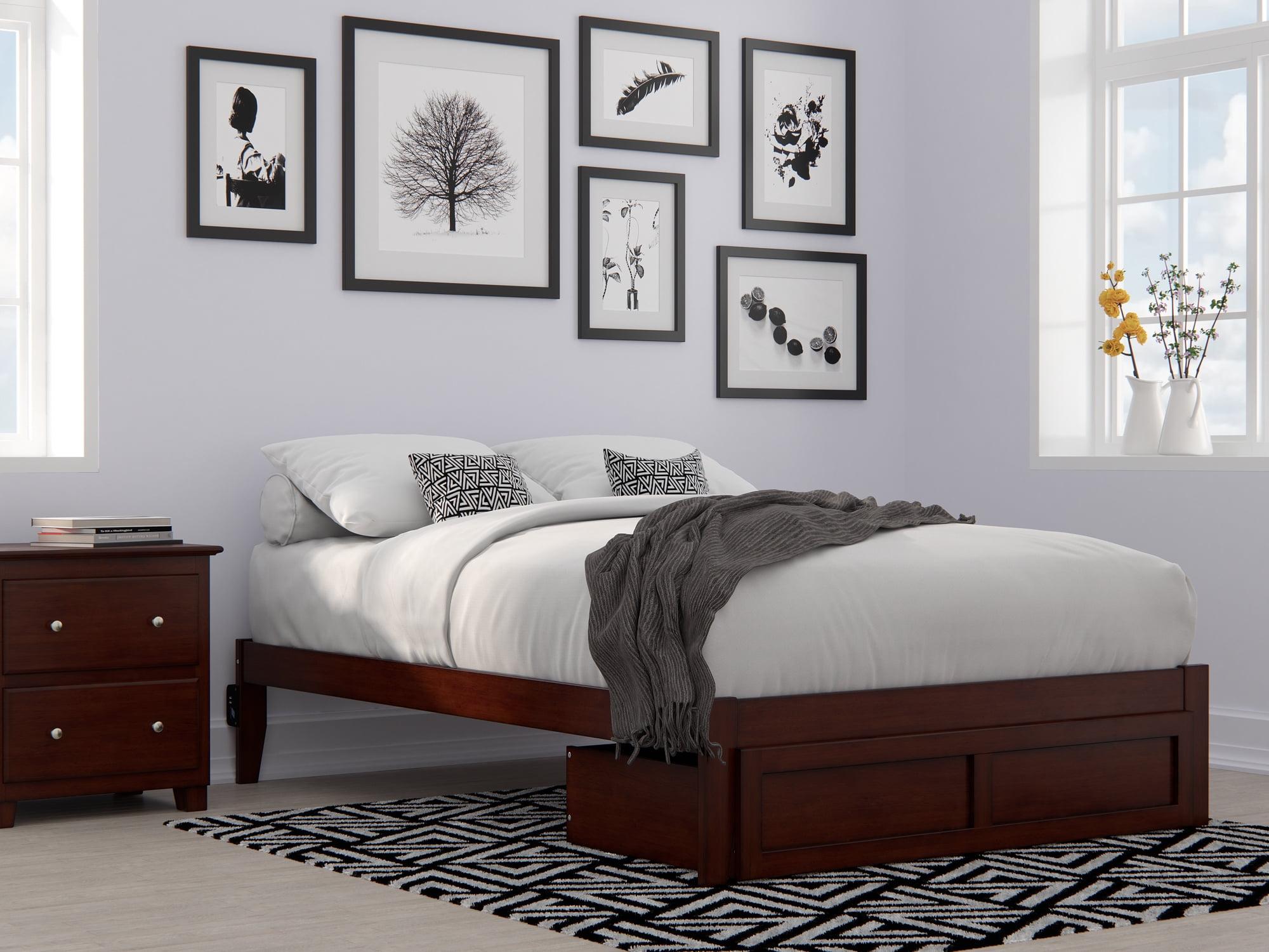 AFI Furnishings Colorado Full Bed with Foot Drawer and USB Turbo Charger in Walnut