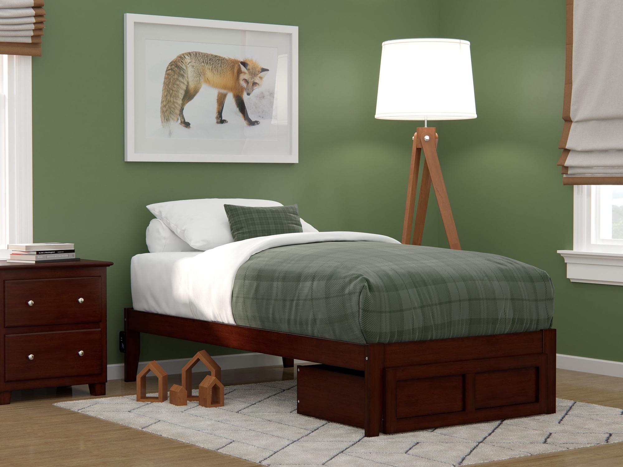 AFI Furnishings Colorado Twin Bed with Foot Drawer and USB Turbo Charger in Walnut