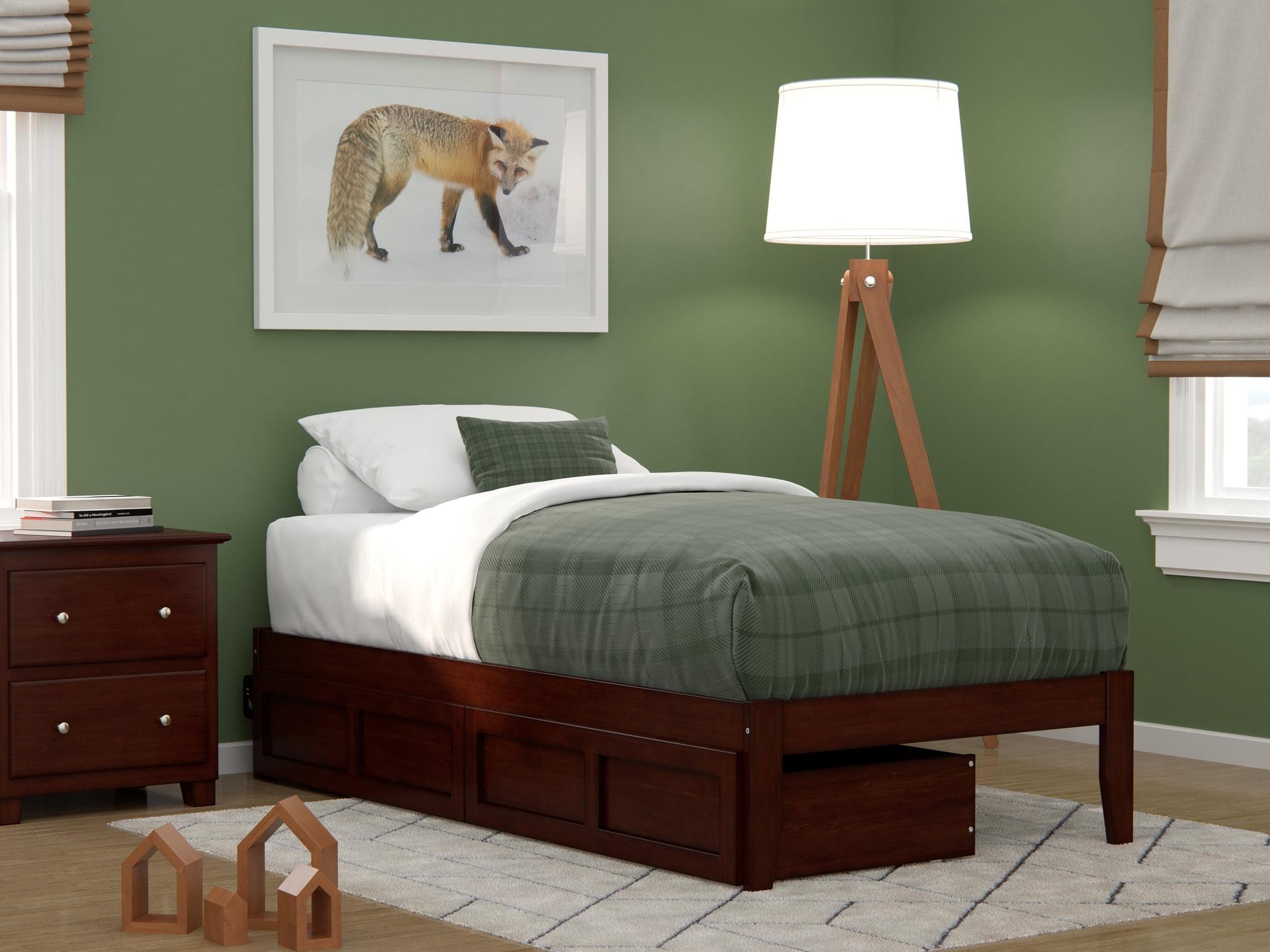 Twin Colorado Bed with USB Turbo Charger, 2 Underbed Drawers - AFI: Hardwood, No Box Spring Required