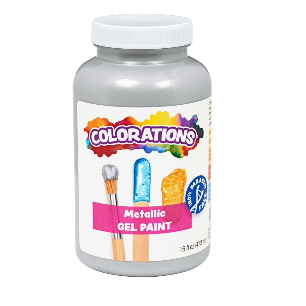 Colorations Paraben-Free Metallic Gel Paint, Silver - 16 oz.