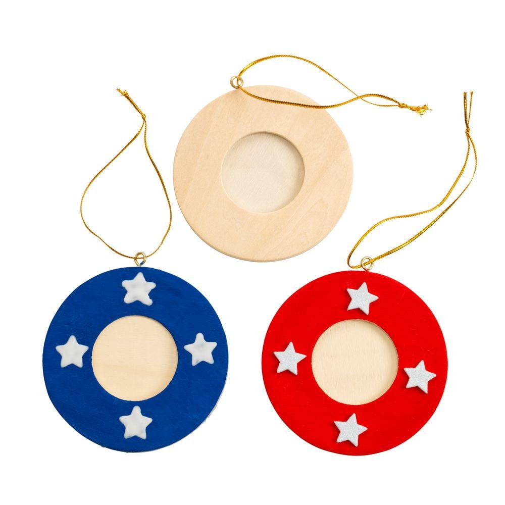 Colorations Wooden Photo Frame Ornaments - Set of 12