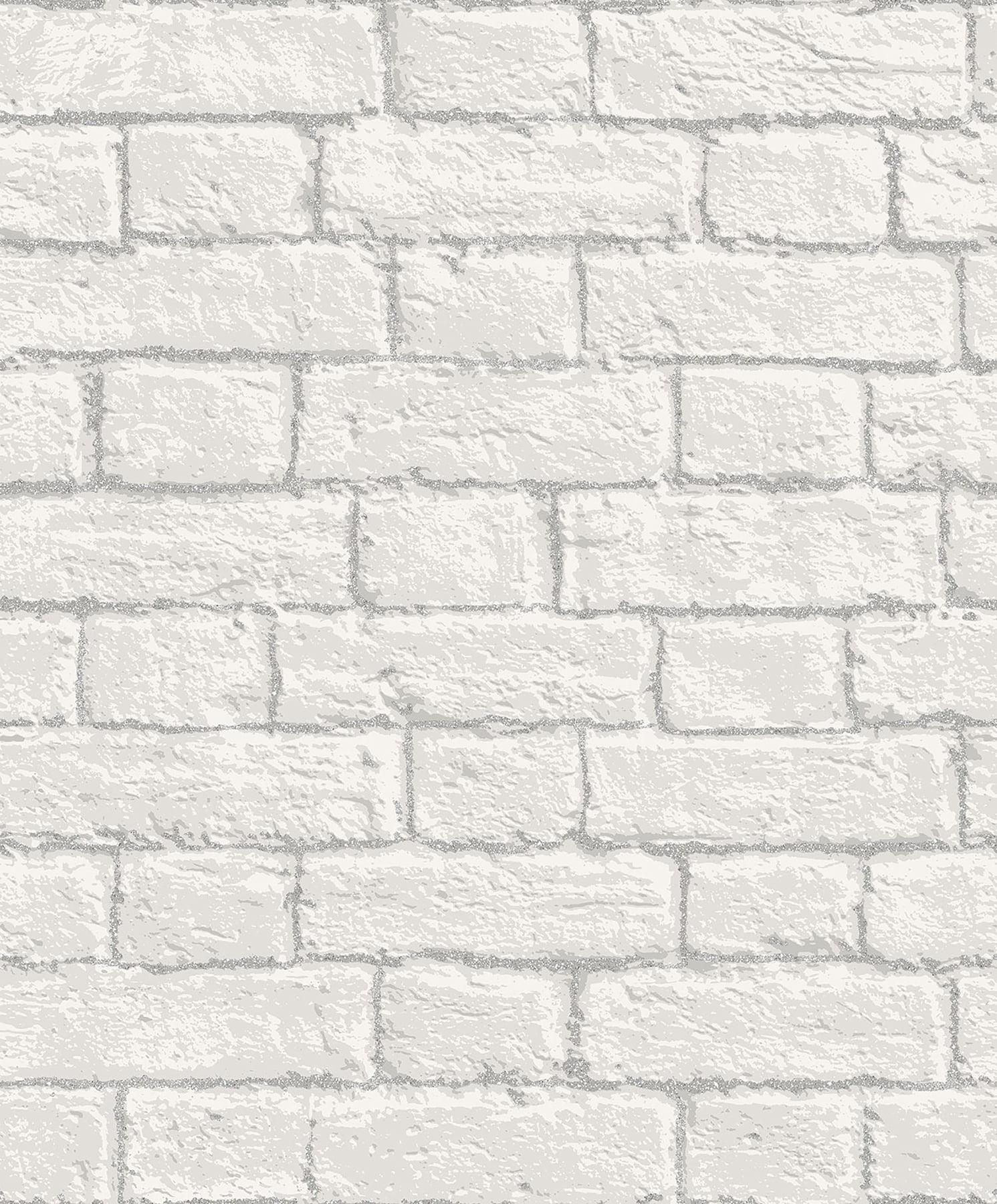 Coloroll Ditmas White Brick Unpasted Paper Wallpaper, 20.5-in by 33-ft, 56.4 sq. ft.