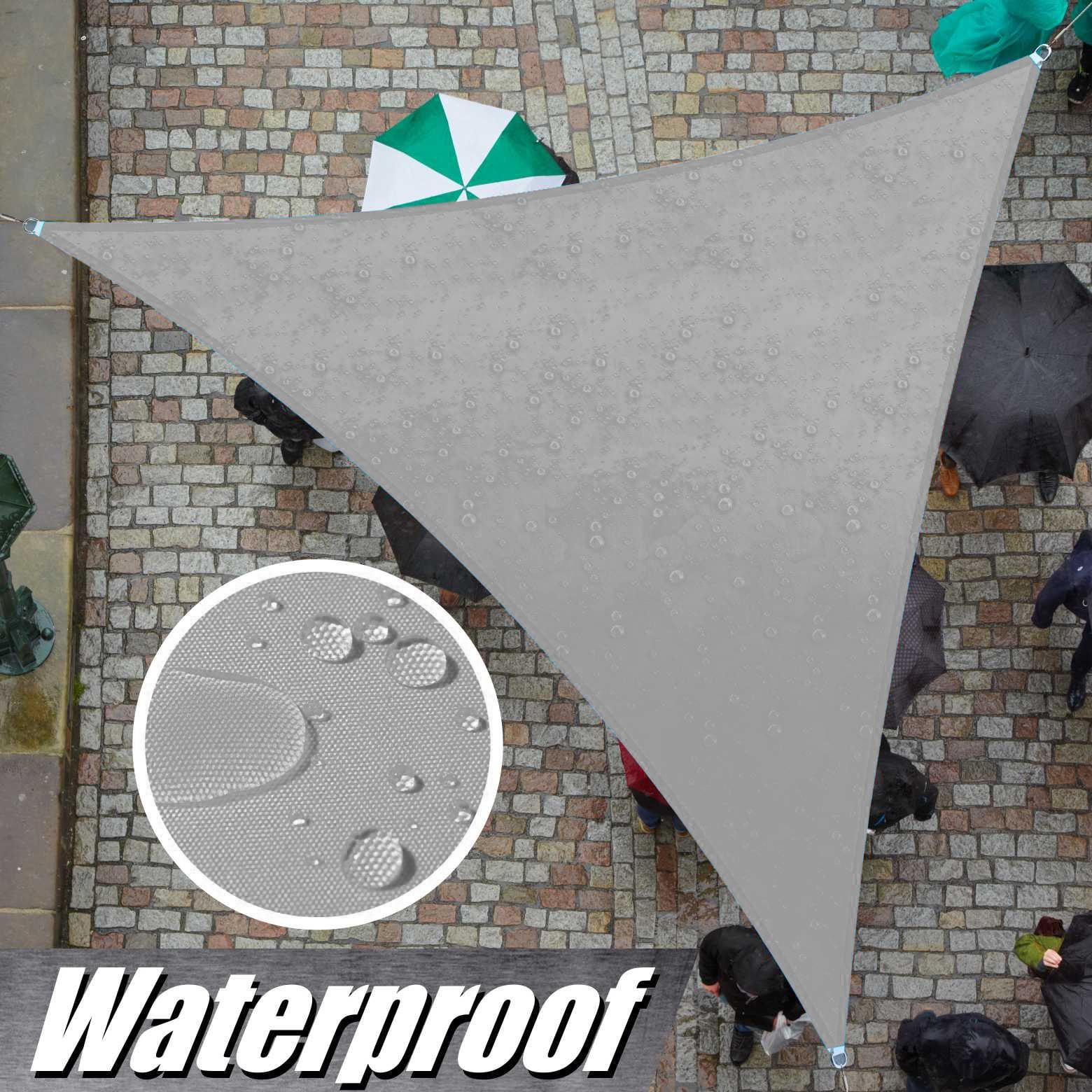 ColourTree 12' x 12' x 12' Grey Triangle Waterproof Sun Shade Sail Canopy Awning Shelter, 95% UV Blockage Water Resistant, Outdoor Patio Garden Carport (We Customize Size)