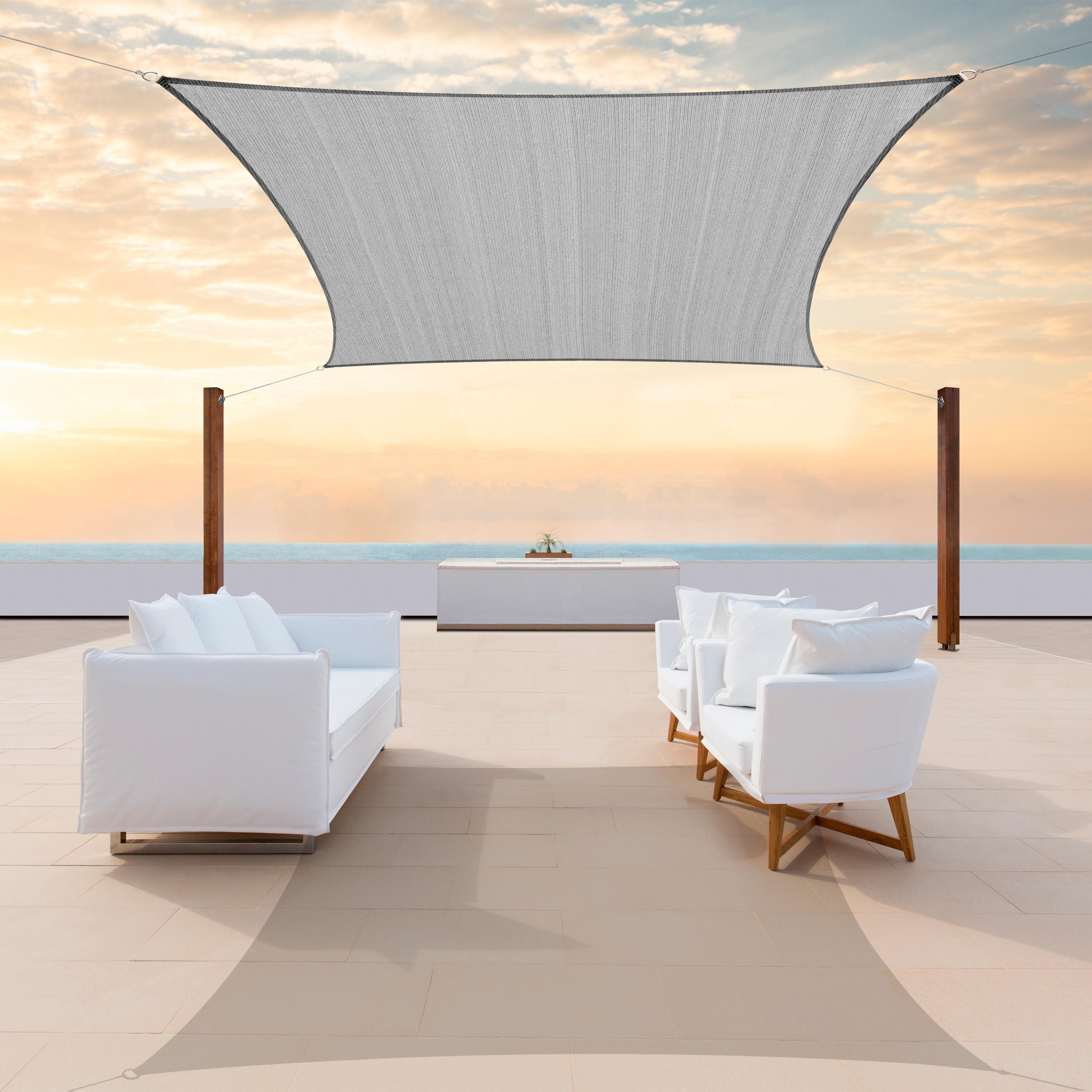 Shade&Beyond Rectangle Sun Shade Sail 12'X16' for Patio Yard Deck, Light Grey (We Make Custom Size)