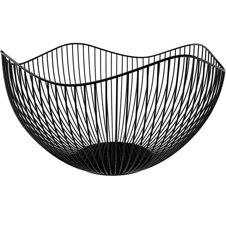 Black Metal Ventilated Fruit Basket for Kitchen Serving