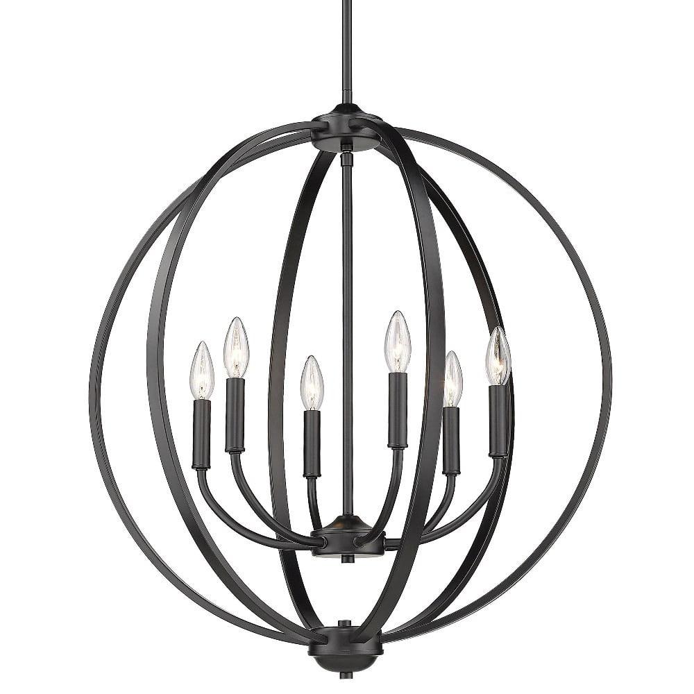 Colson 26" Matte Black Steel 6-Light Chandelier