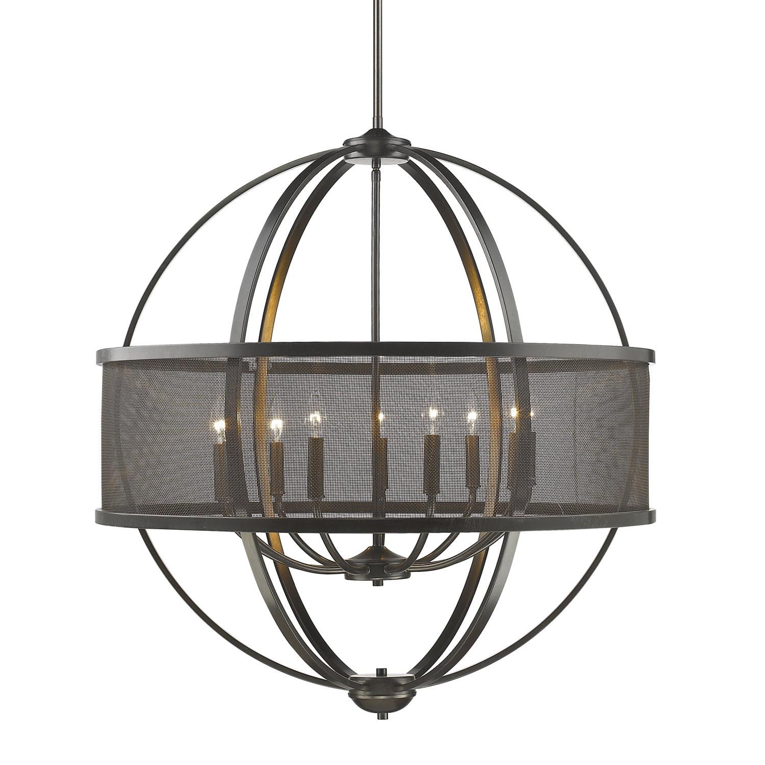 Etruscan Bronze 9-Light Chandelier with Mesh Shade