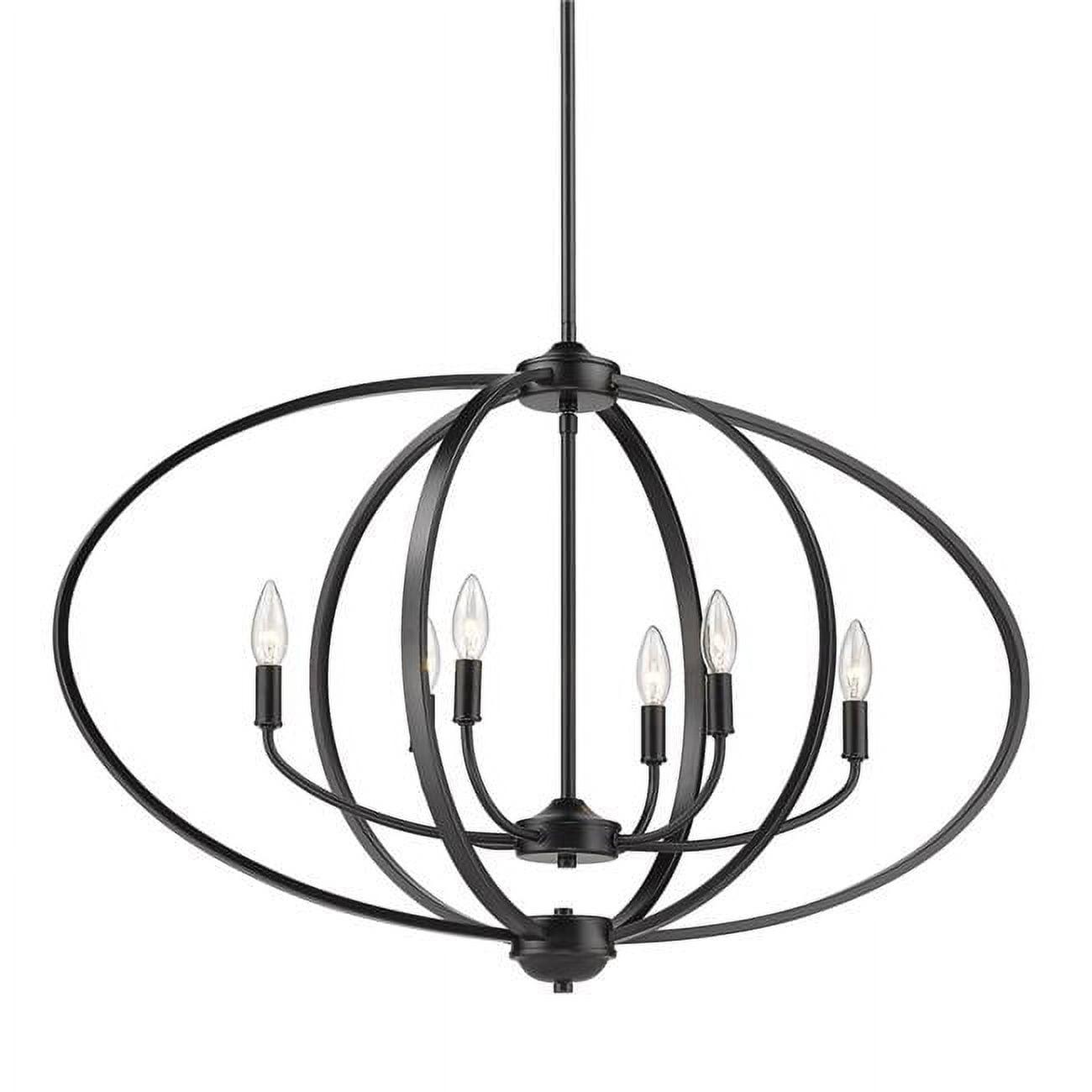 Transitional Matte Black 6-Light Industrial Linear Pendant