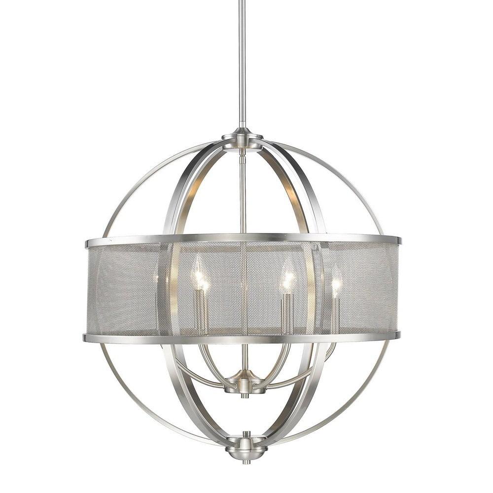 Contemporary Silver 6-Light Industrial-Chic Chandelier