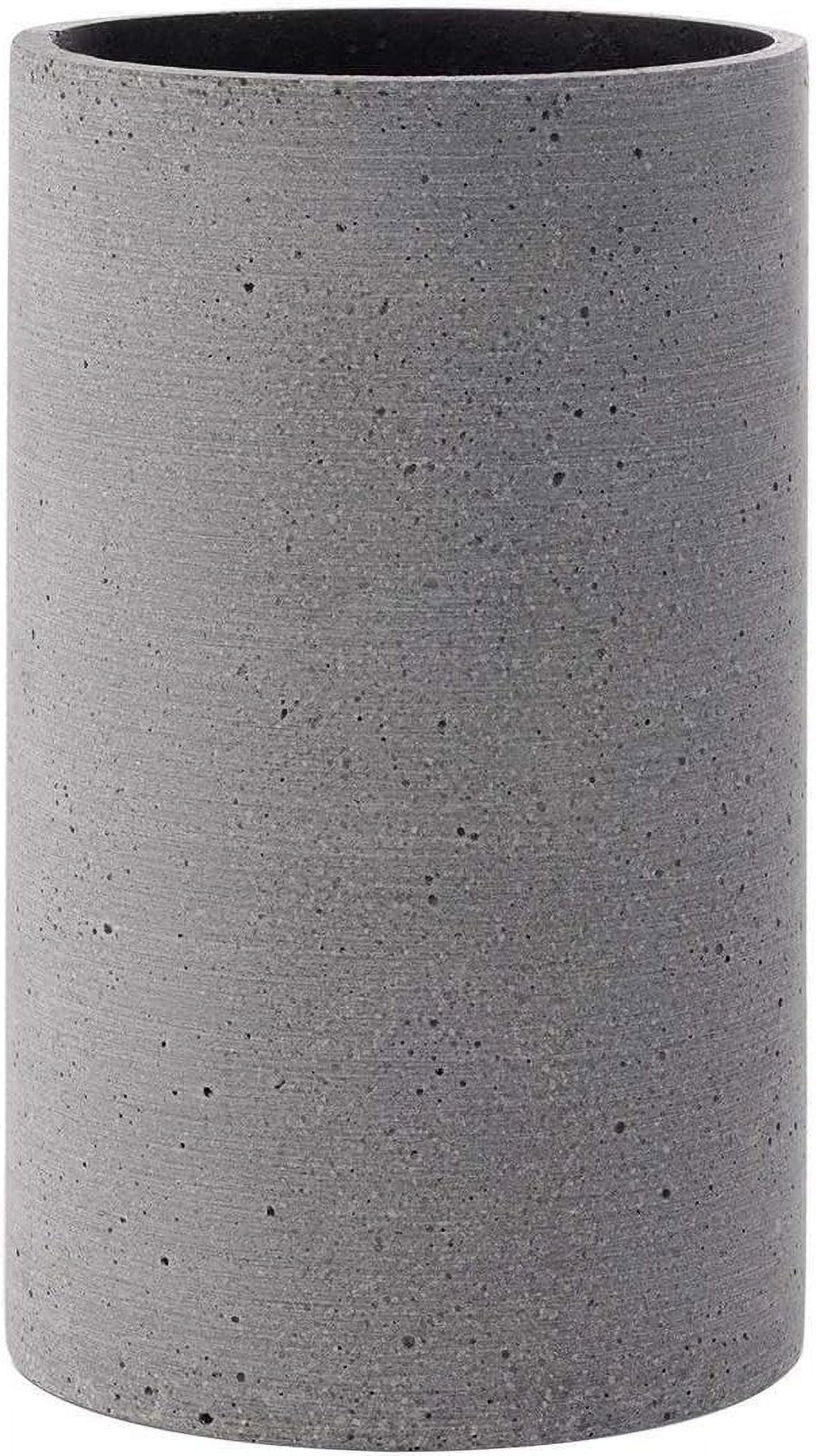 Elegant Bouquet Metal Table Vase in Dark Gray, Round Shape