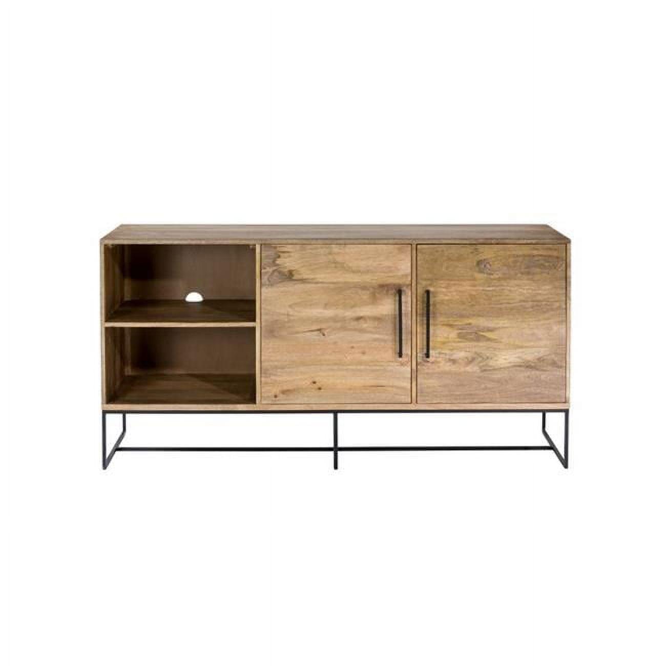 Colvin 60'' Brown Solid Mango Wood Entertainment Unit with Iron Detailing