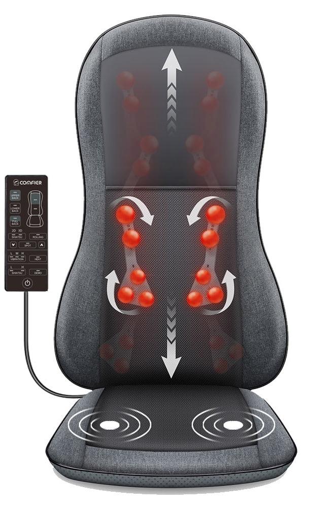Comfier Shiatsu Back Massager with Heat 10 Massage Nodes Massage Chair Pad 2D/3D Seat Cushion Massagers