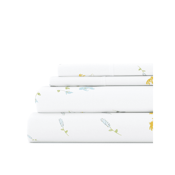 Noble Linens 4 Piece Pattern Microfiber Bed Sheets Set, Light Blue Bluebirds, Twin