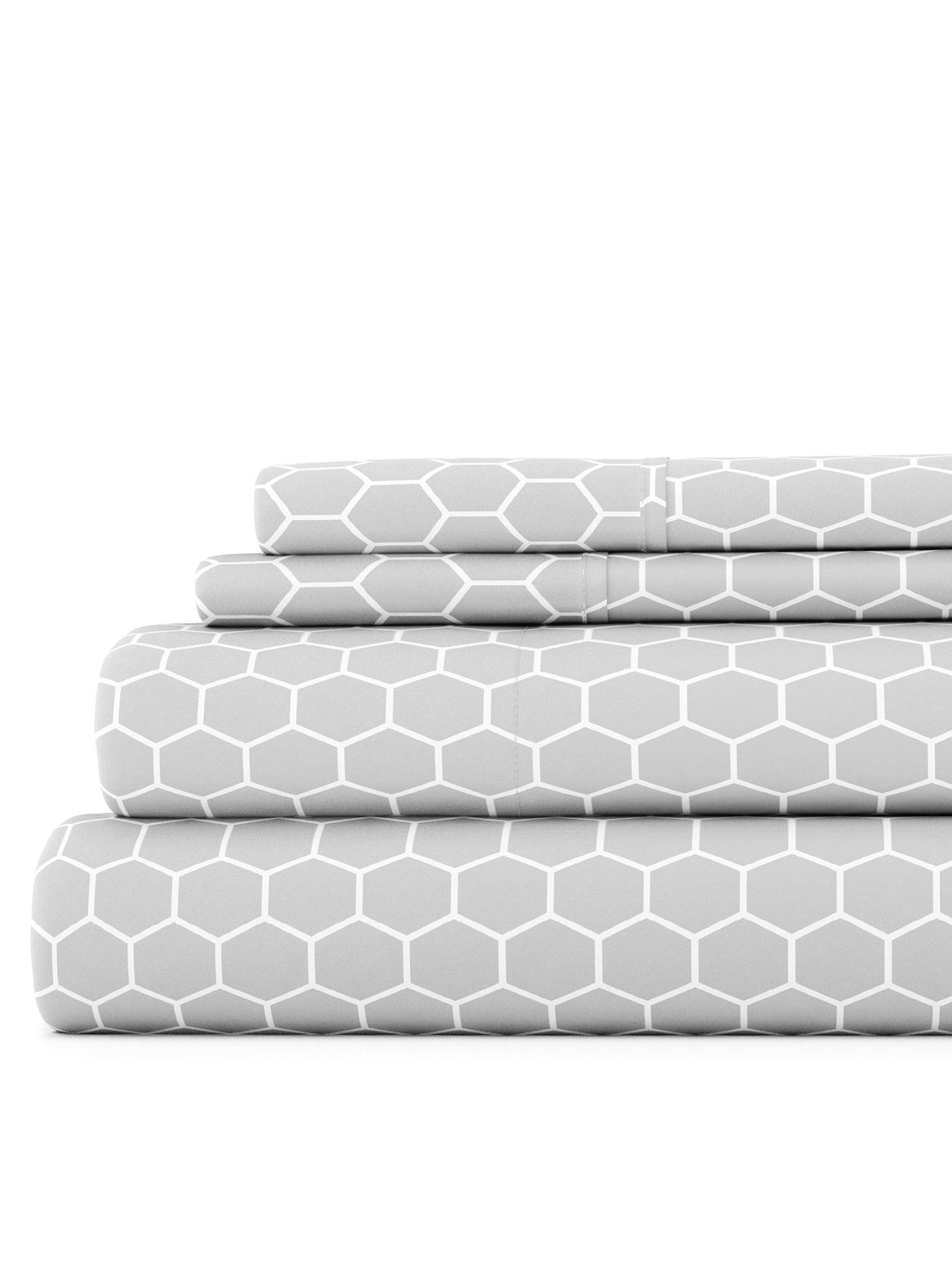 Geometric Patterns 4PC Sheet Set - Extra Soft - Becky Cameron, Honeycomb Gray, Twin
