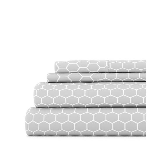 Geometric Patterns 4PC Sheet Set - Extra Soft - Becky Cameron, Honeycomb Gray, Twin