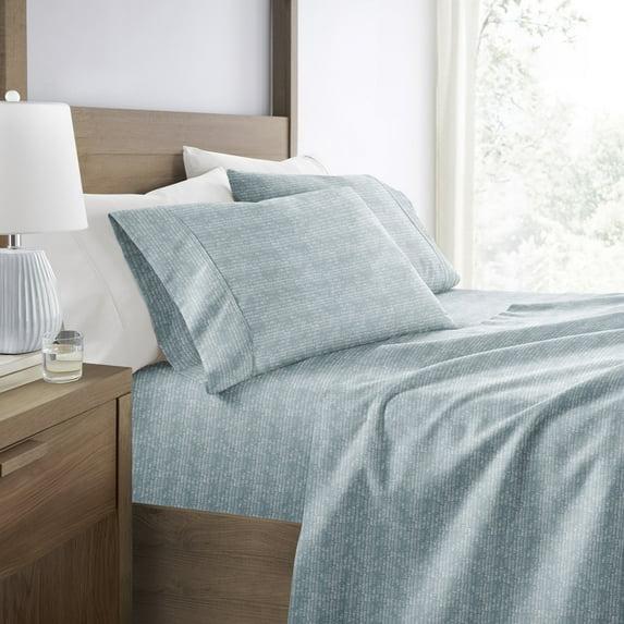 Soft Lines Bed Sheets Set - Breathable and Ultra-Soft in Sky Blue Dash for Full Size Bedding by Comfort Canopy