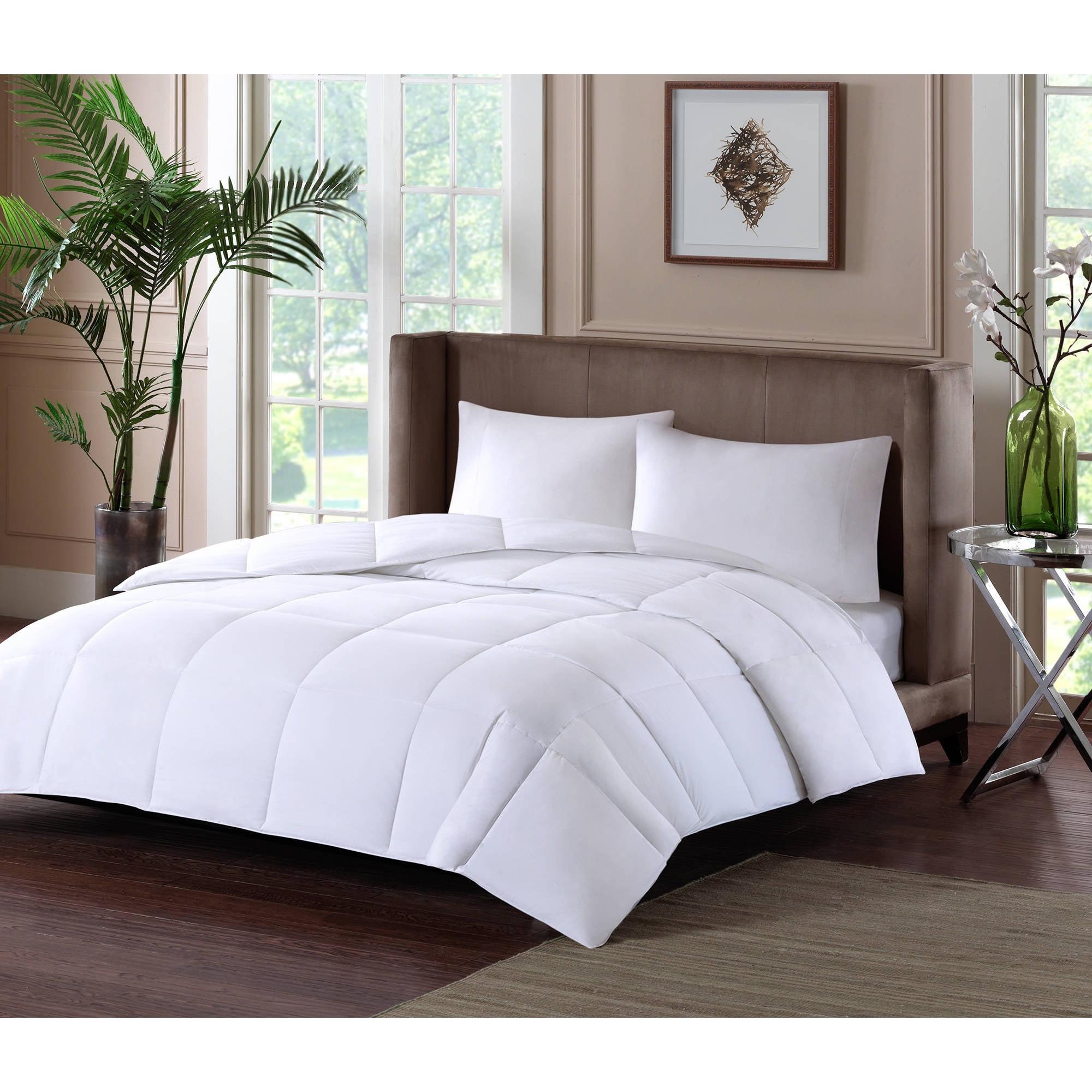 Twin White Cotton Sateen Down Alternative Bedspread