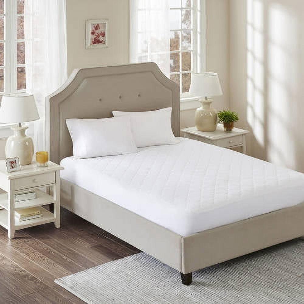 All Natural White Cotton Quilted Queen Mattress Pad