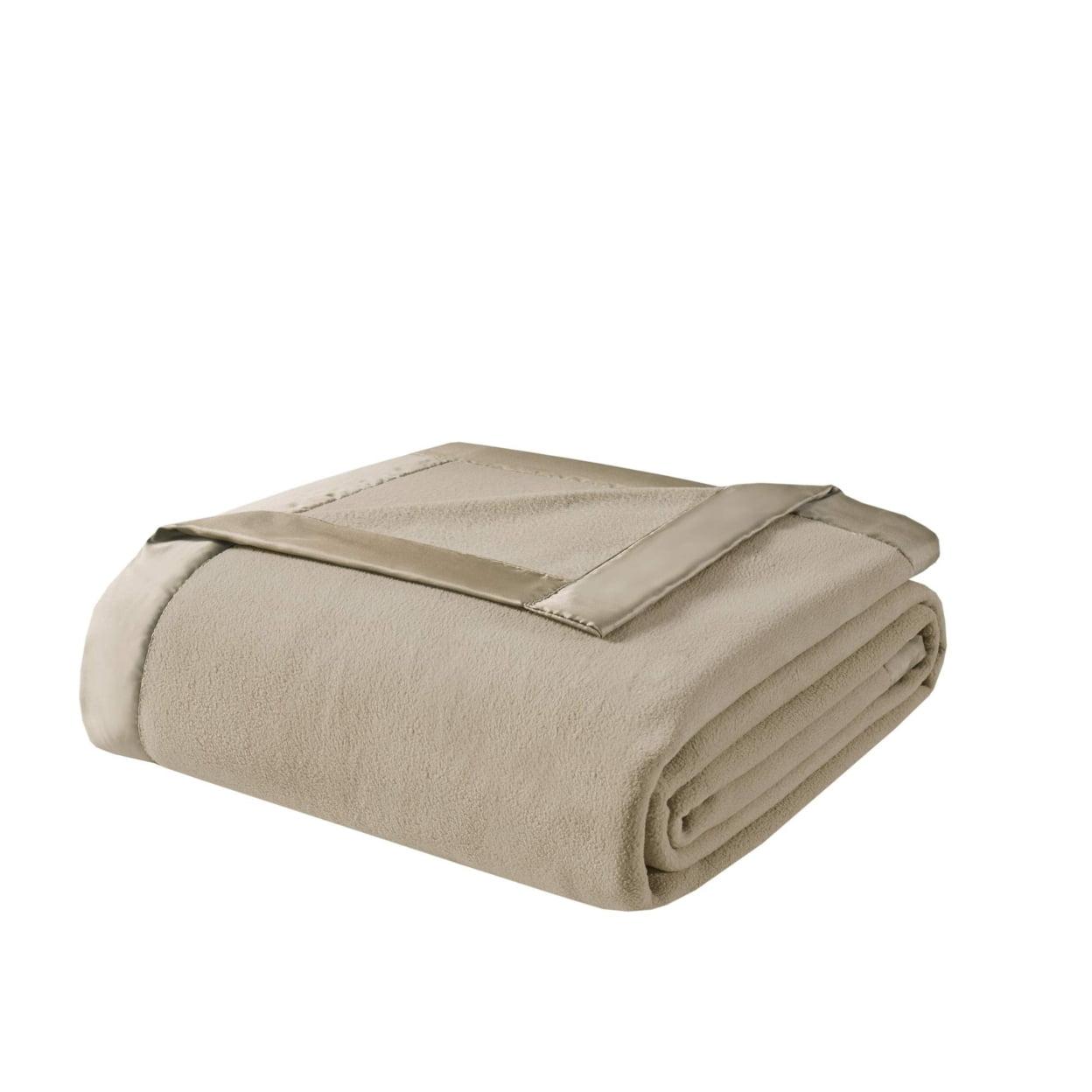 Comfort Classics Micro Fleece Knitted Soft Blanket, Beige, Twin