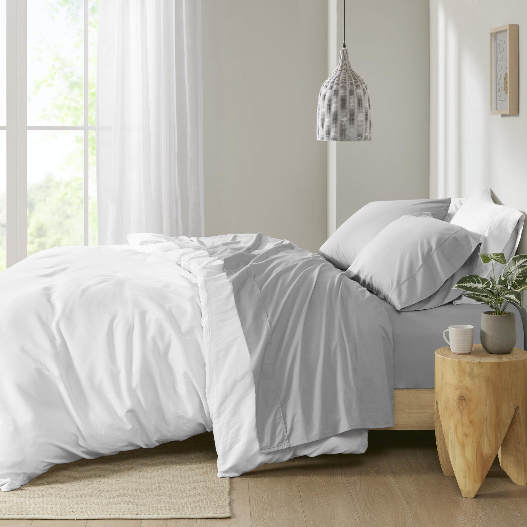 Madison Park Peached Percale 200 Thread Count Relaxed Cotton Percale Sheet Set