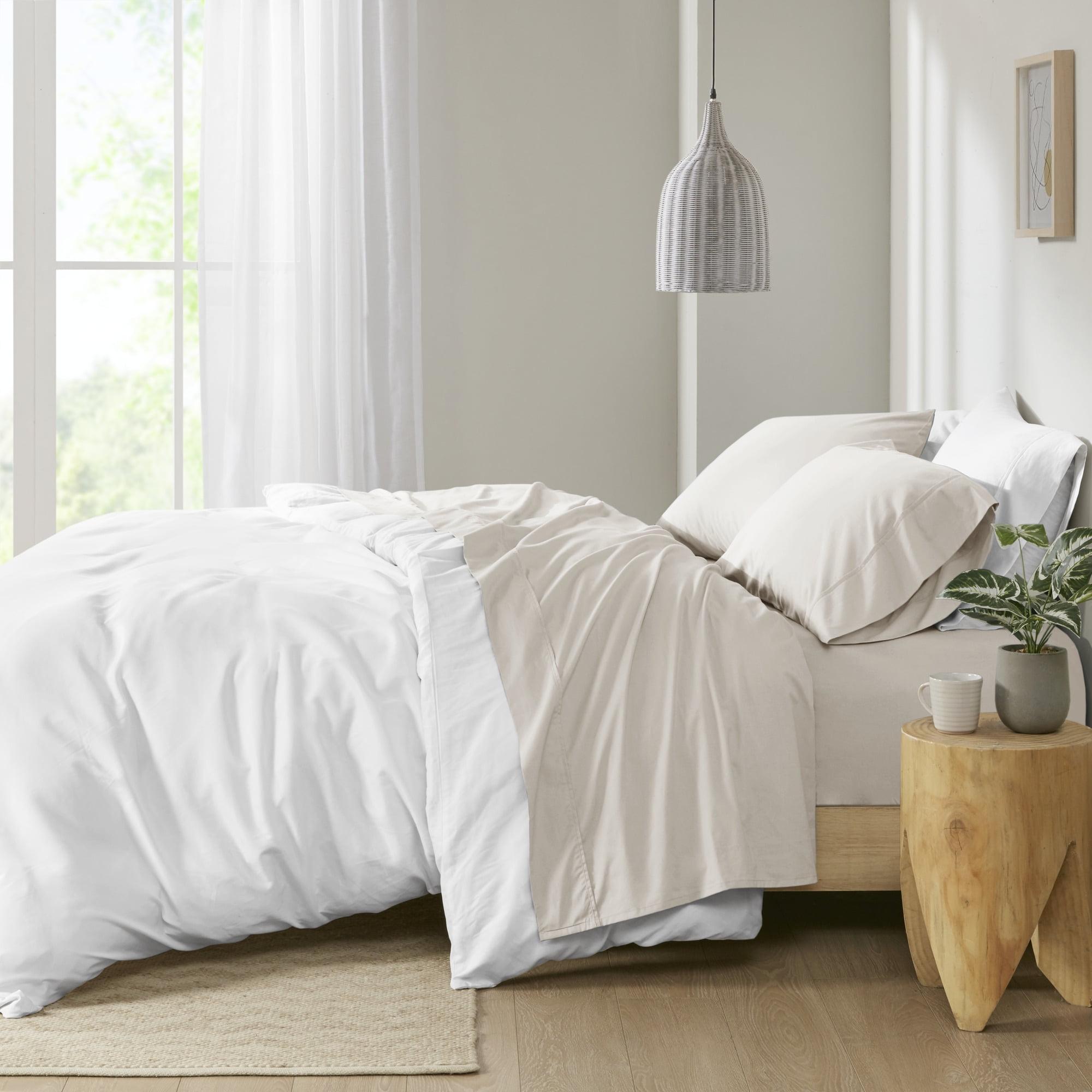 Madison Park Peached Percale 200 Thread Count Relaxed Cotton Percale Sheet Set
