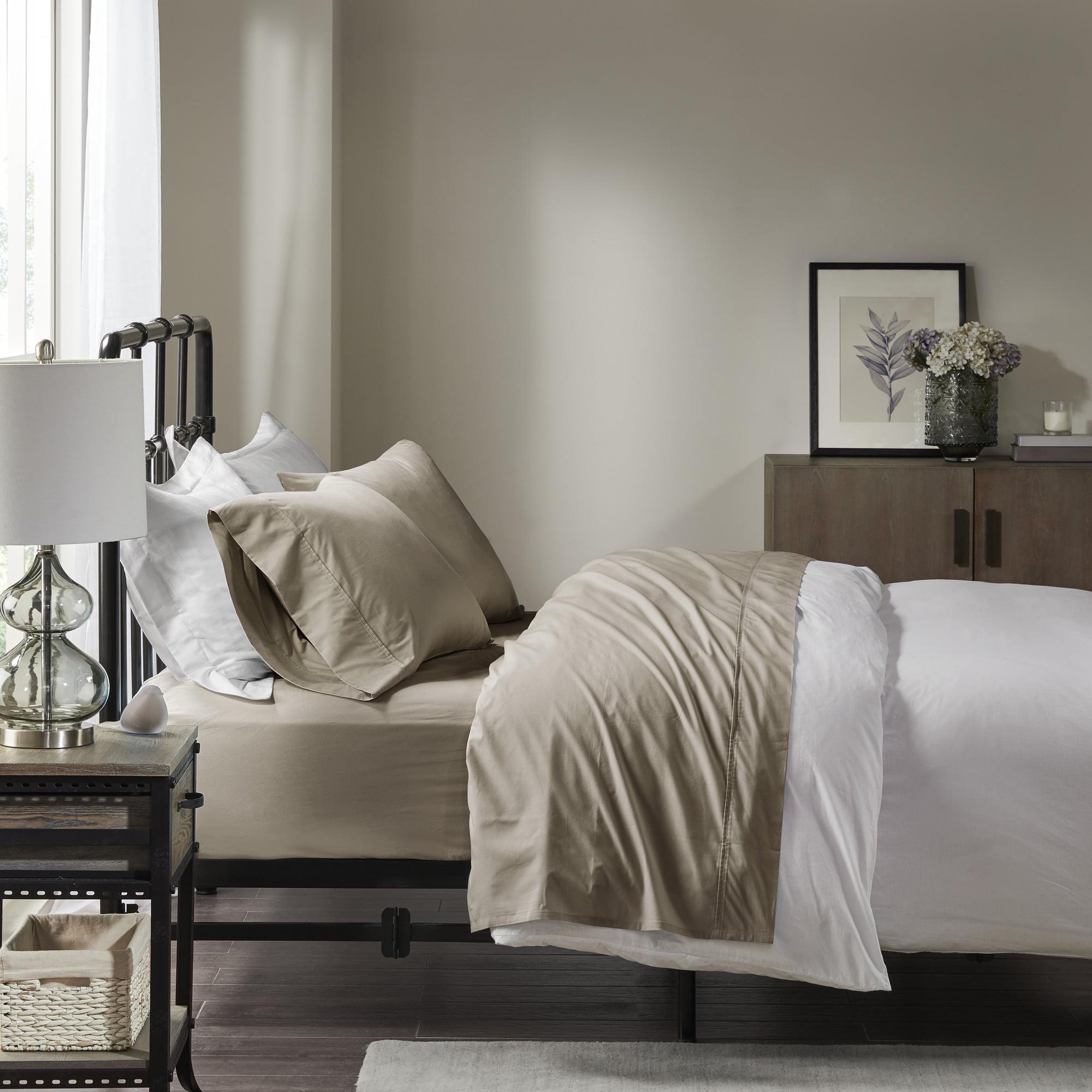 Madison Park Peached Percale 200 Thread Count Relaxed Cotton Percale Sheet Set