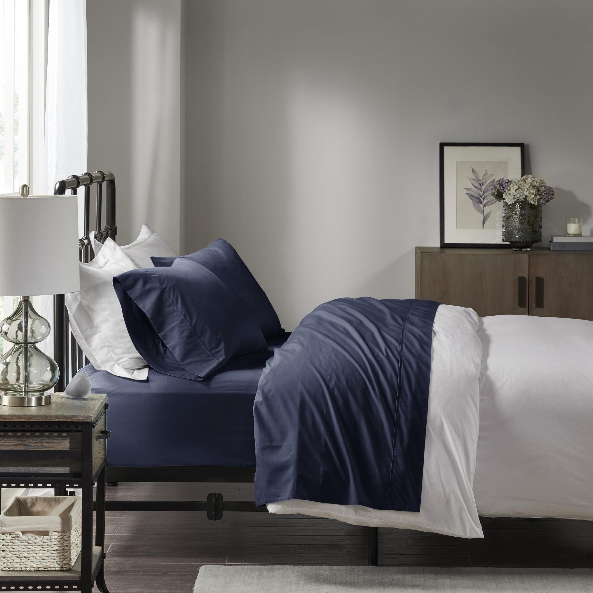 Madison Park Peached Percale 200 Thread Count Relaxed Cotton Percale Sheet Set