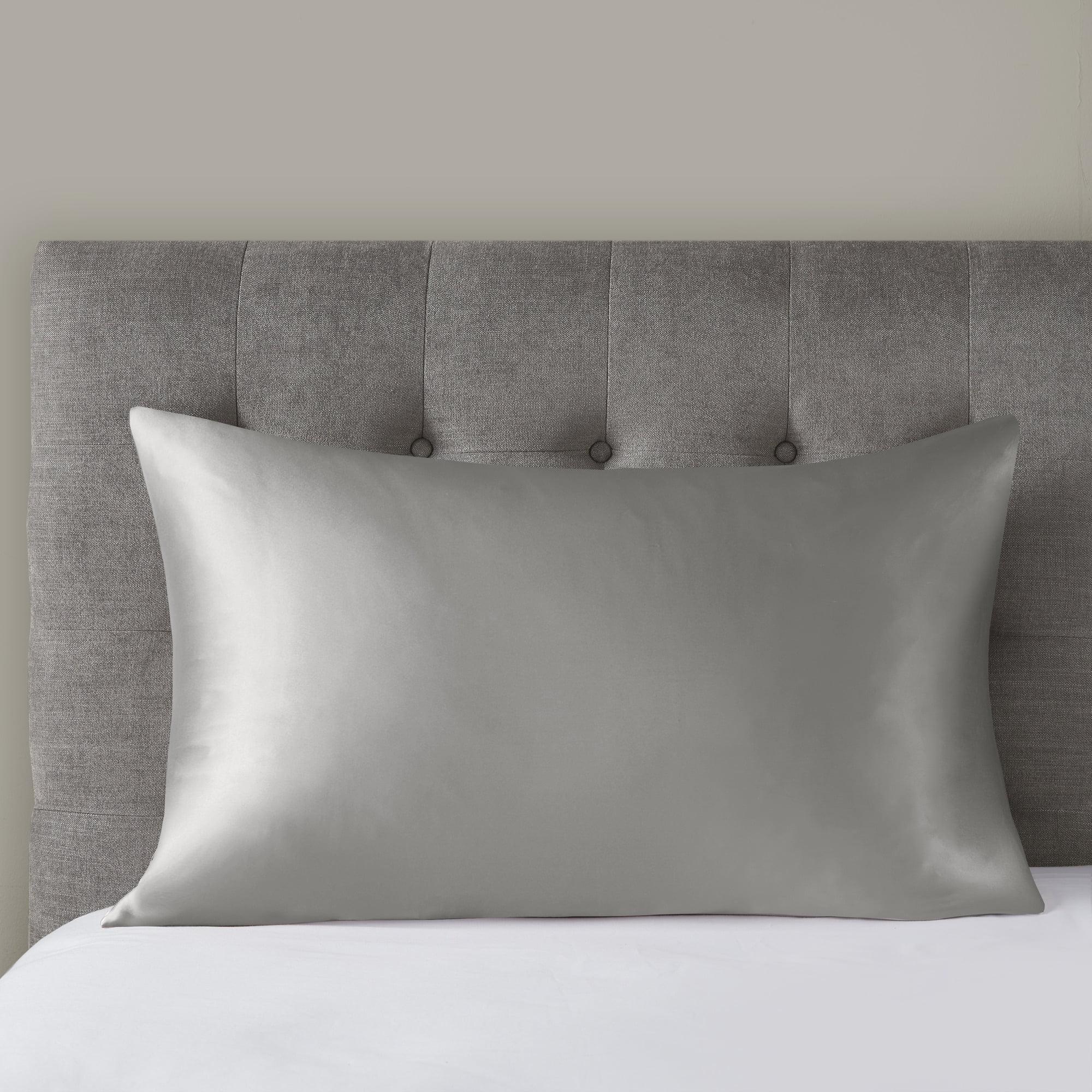 Gray 100% Mulberry Silk Standard Pillowcase with Zipper Closure